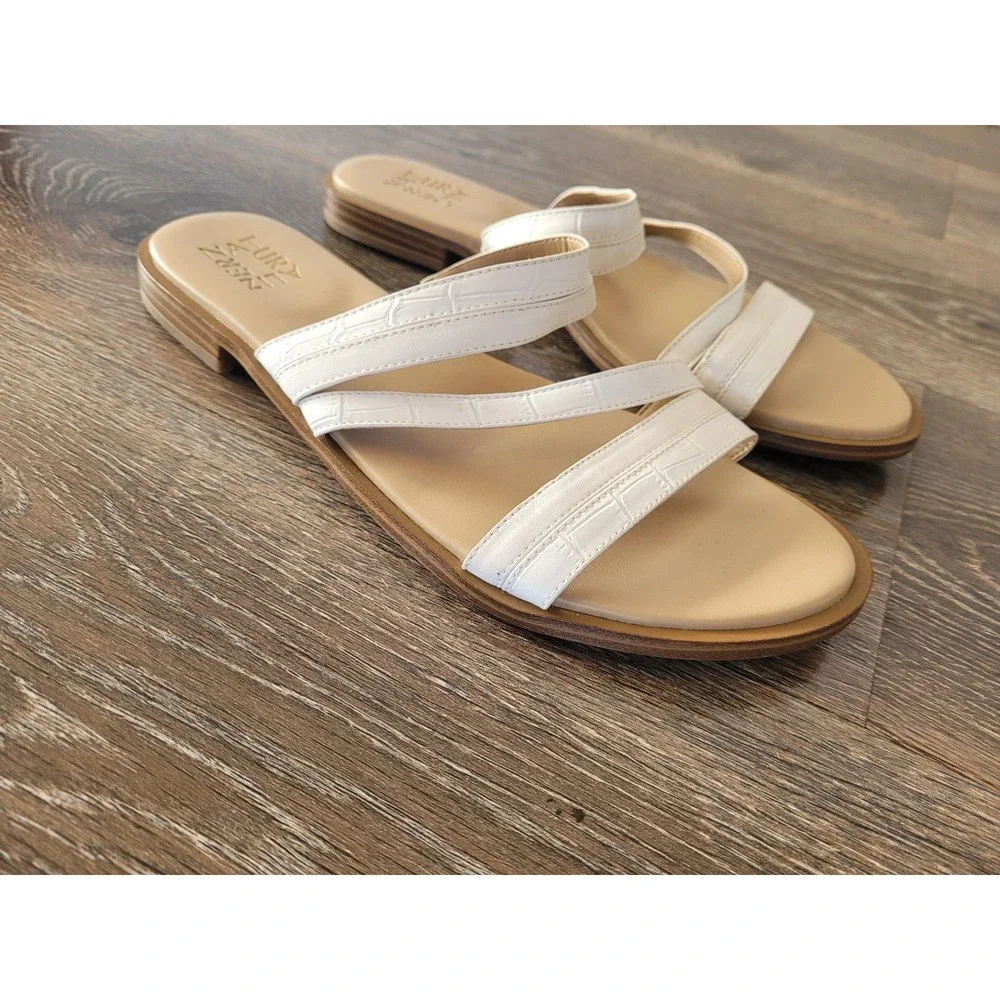 Naturalizer White Croc Embossed Double Strap Slide‎ Sandals Size 9.5M #6